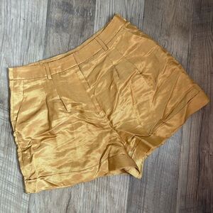 J. Crew High Waist Gold Linen Tailored Shorts